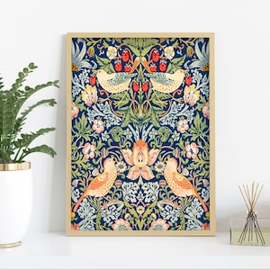 William Morris Strawberry Thief Vintage Print, Morris Art Print, William Morris Poster, Exhibition Art Poster, Art Nouveau, Botanical