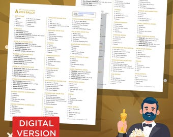2026 Oscars Minimalist Ballot | Printable Party Game (Interactive PDF Included) | All 24 Categories