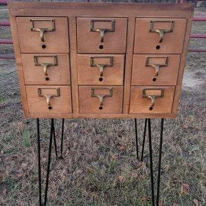 Antique Bro-Dart 12 Drawer 3x4 Library Index Card Catalog Cabinet Tabletop