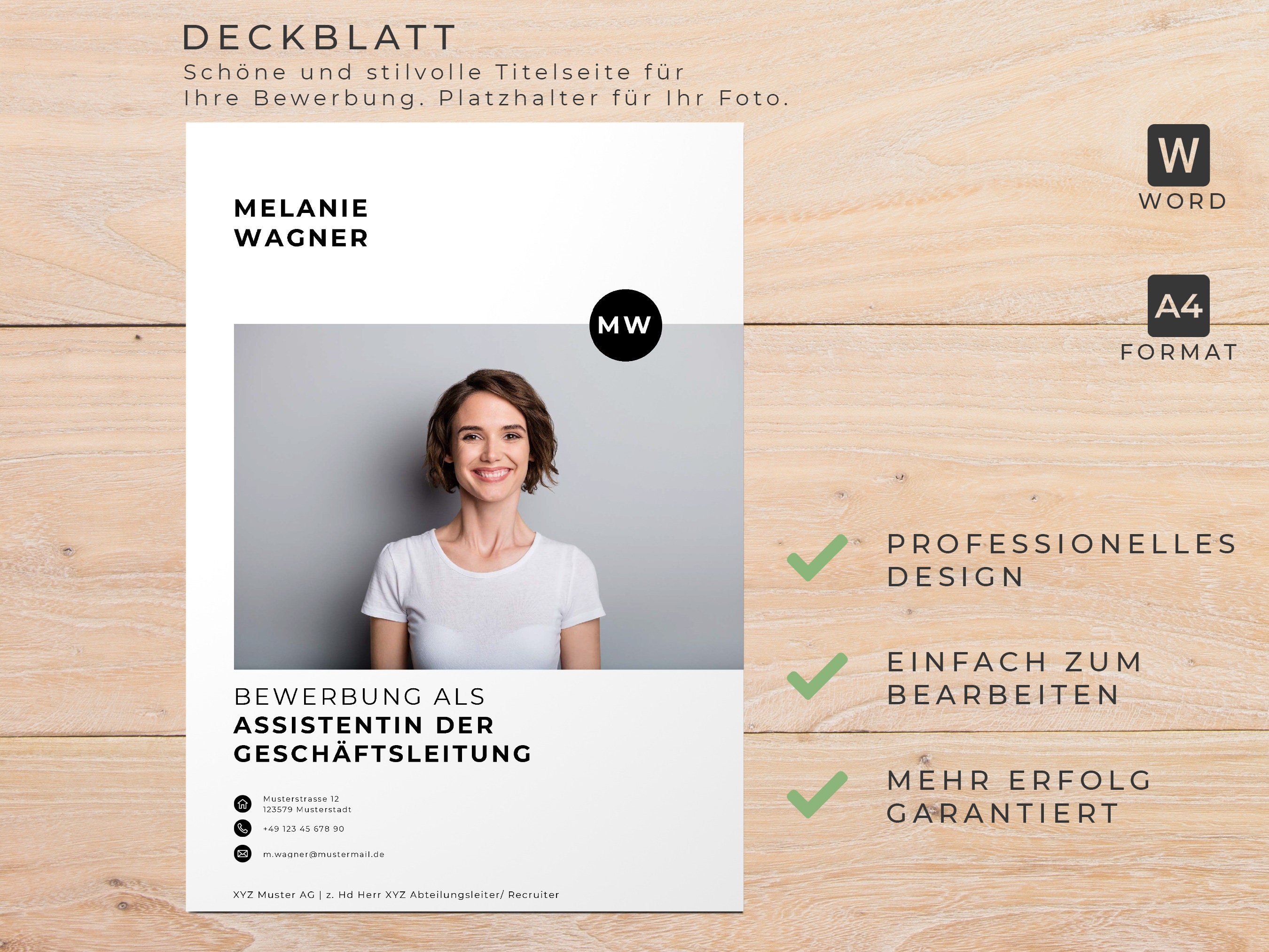 Application Template Word german Cover Page Cover Letter - Etsy