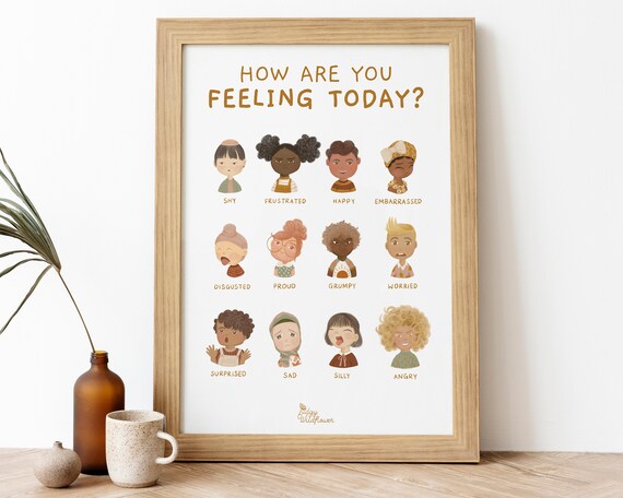 Feelings Chart Emotions Prints Montessori Decor Classroom - Etsy