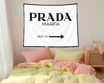 Prada Marfa Tapestry Gossip Girl Marfa Sign Wallhanging Raschel Fabric Tapestry Home Decor Fashion Luxury Manhattan Entrepreneur Gift Etsy