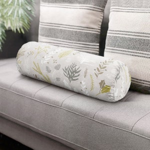 Neckroll Floral Bolster Cover, Velvet Bolster Pillow, Decorative Pillow, Throw Pillow Cover, Home Decor, Modern Home, L 60cm Diameter 20cm