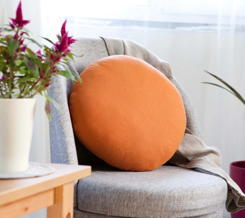 Round Cushion Cover Basic Colored Circle Cover 17 43 Etsy