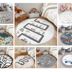 Auto's Kids Big Rug, Kids Room Round Rug, Boy Room Decor, Race Car Vloerkleed, Anti-Slip Vloermat, Peuter area tapijten, Railway Tapijten, Cadeau voor jongens