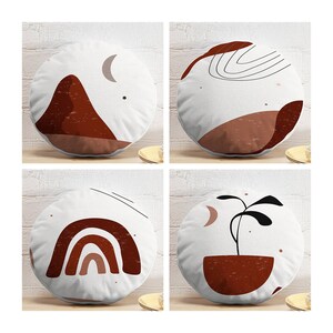 Set of 4 Circle Pillow Covers, 17&quot; (43 cm) Diameter, Round Pillowcase, Abstract Art, Minimalist Decor Gift, Contemporary Modern Pillowcase