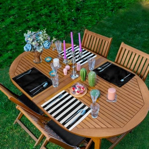 Set of 4 Black Placemats, Striped Placemats, Black Table Cloth, Table Decor for Dining Room, Decorative Table, 35x45cm
