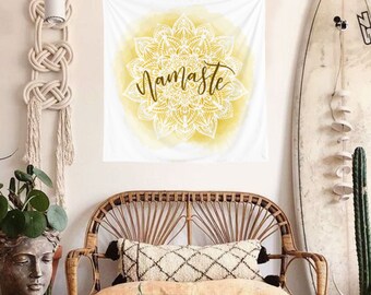 Bohem Namaste Tapestry, Boho Decor, Yoga Studio Decor, Yoga Decor