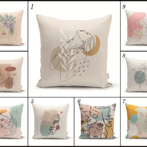 Abstraktes Gesicht Line Art Kissenbezug, Minimalistisches Deko-Geschenk kontinuierliche Arbeit, moderner moderner trendiger Stil Kissenbezug, Portrait Kissenbezug