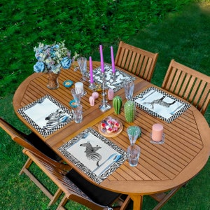 Animal Pattern Placemats | Horse Placemats | Zebra Pattern | Set of 4 | Deer Table Cloth | Table Decor | Checkers Decorative Table | 35x45cm