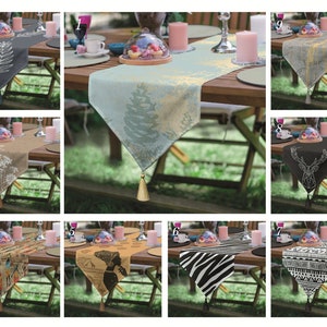 Decorative Table Runners, High Quality Triangle Dining Table Linens, Modern Style, Abstract Pattern, Bohemian, African Women, Zebra Pattern