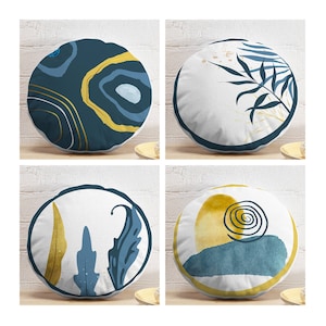 Set of 4 Circle Pillow Covers, 17&quot; (43 cm) Diameter, Round Pillowcase, Abstract Art, Minimalist Decor Gift, Contemporary Modern Pillowcase