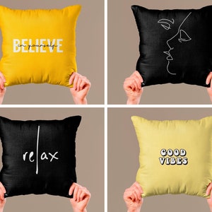 Motivational Phrases Pillow Cover, Minimalist, Home Decor, Fun Gifts, Square Decorative Cover, Sarcastic Pillow Covers, Bedroom Decor, Relax