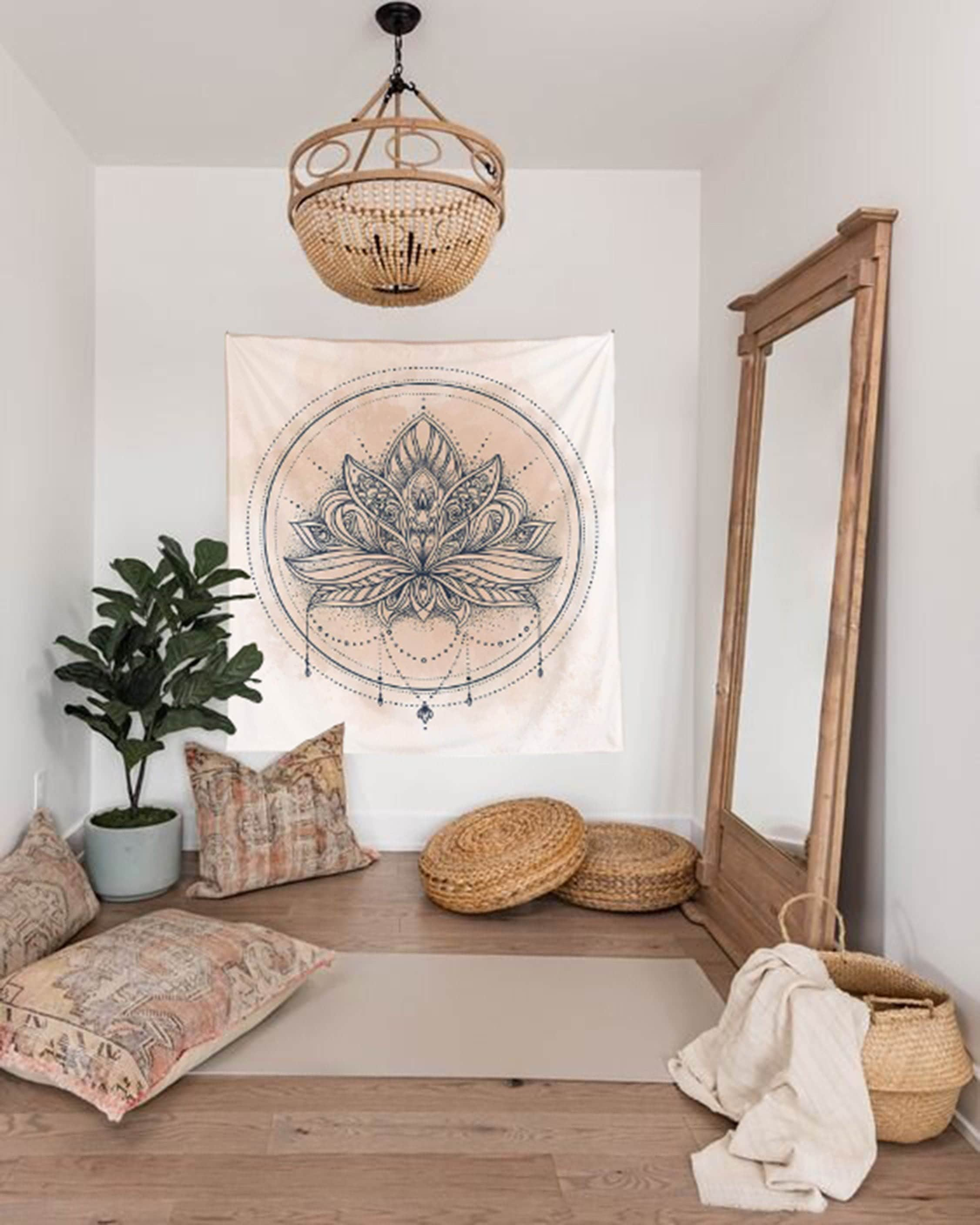 Bohem Lotus Modern Tapestry Boho Bohemian Decor Yoga Studio - Etsy ...