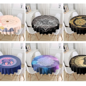Special Design Modern Round Tablecloth, Ethnic Tablecloth, Astrology Pattern Tablecloth, Tarot Tablecloth, Diameter 140cm (55&quot;)