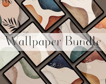 Ipad Wallpaper Bundle of 10, Aesthetic Digital Wallpaper Earthy Tones Screen Aesthetic Background Tablet Abstract Screensaver Watercolor