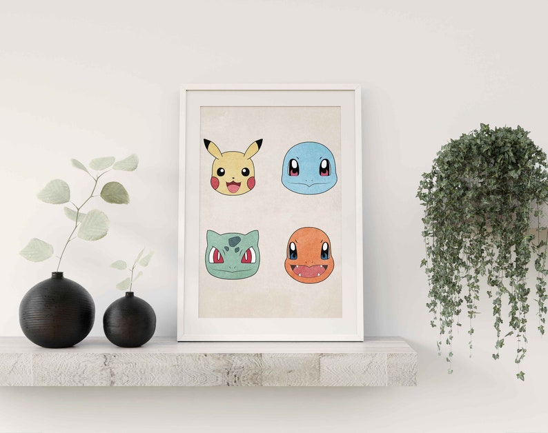 Pokemon Art Print Pikachu Bulbasaur Squirtle Charmander - Etsy