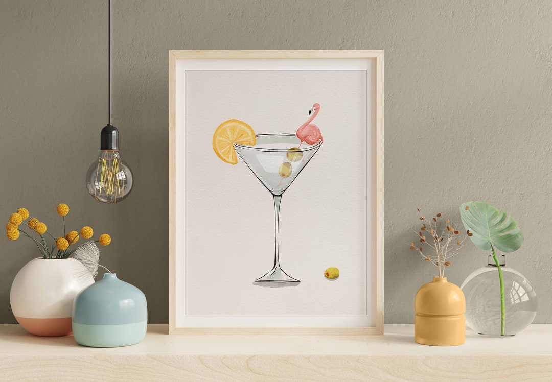 Martini Poster Cocktail Poster Kitchen Wall Art Bar Cart - Etsy