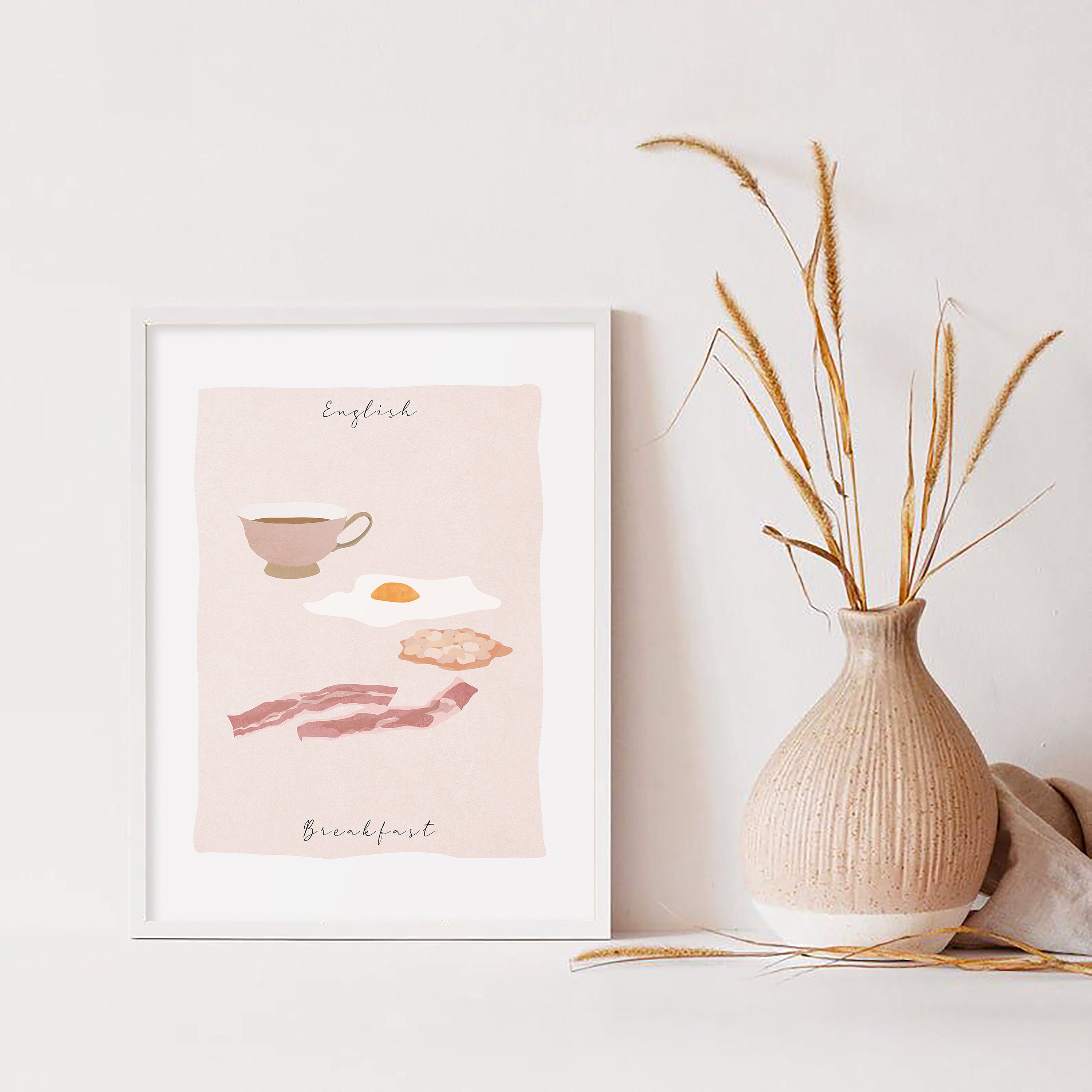 Breakfast Print English Breakfast Art Print English Food Print Breakfast Poster Bacon ...