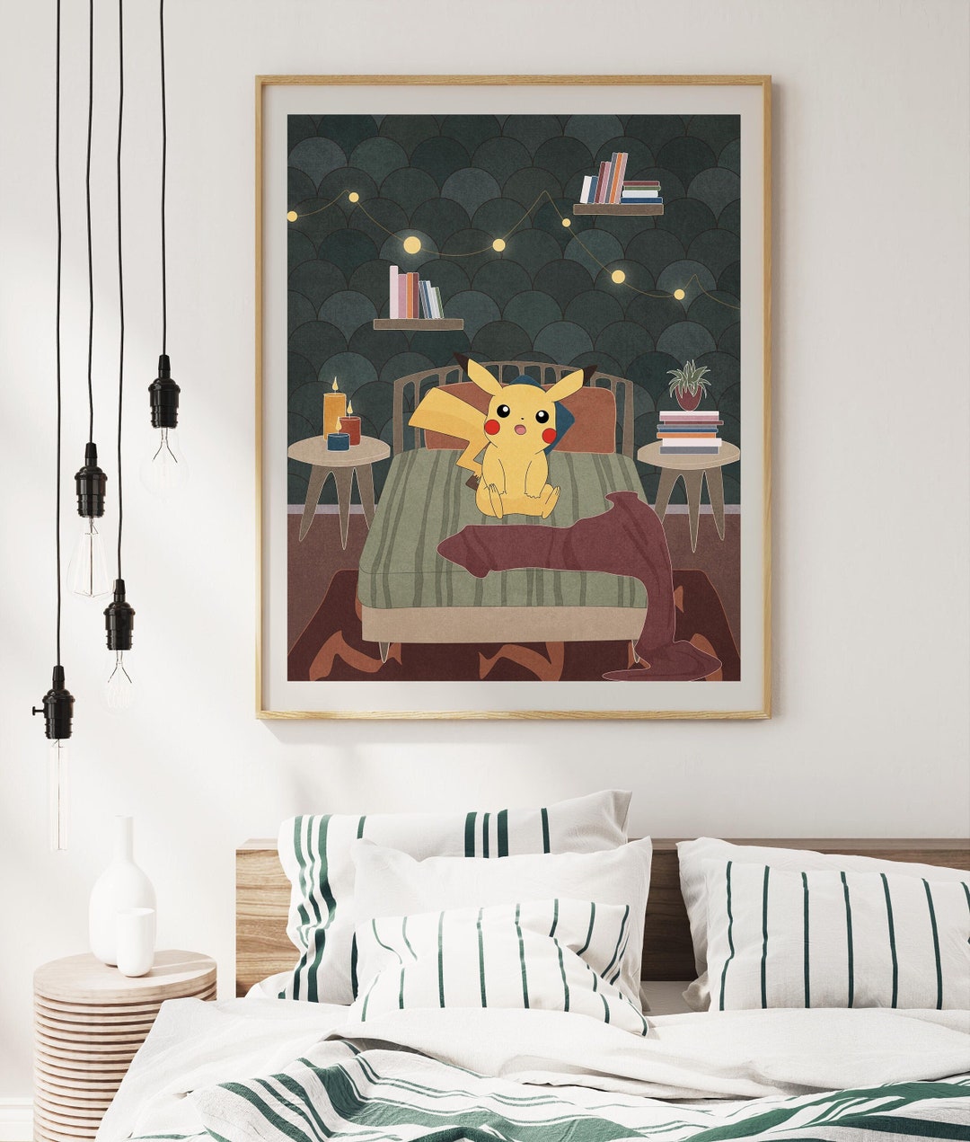 Surprised Pikachu Art Print, Bedroom Decor, Pikachu Pokemon Wall Decor,  Pokemon Wall Art, Pikachu Minimal Pokemon Poster, Bedroom Wall Art 
