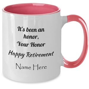 Personalized judge retirement gift, custom meaningful gift, judge coffee cup, happy retirement, your honor, custom judge retirement gift
