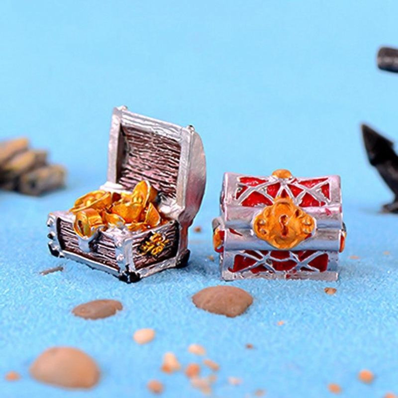 Treasure Chest Box Antique Creative Fish Tank Aquarium Etsy