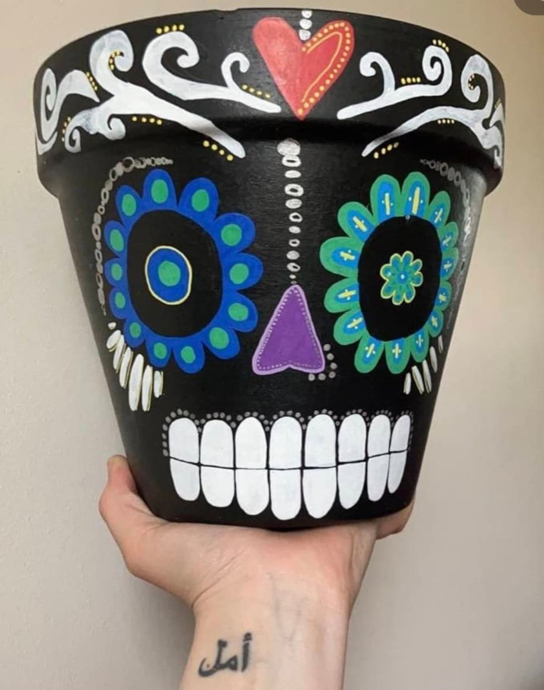 Sugar Skull Plant Pot Etsy UK