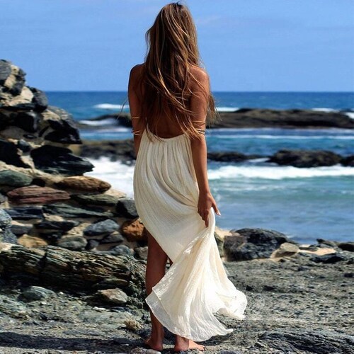 Bohemian dress, boho maxi dress, long flow dress, summer dress, beach dress, backless dress, lace up dress,hippie dress, beach dress, hippie