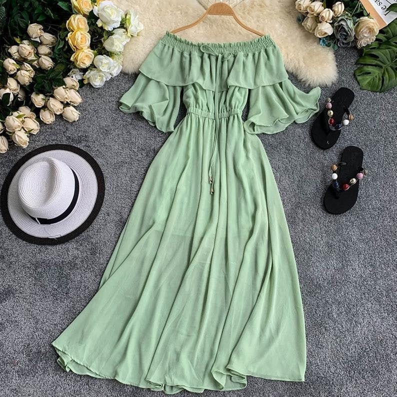 Ruffled Maxi Dress - Etsy