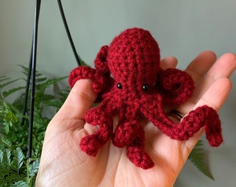 Red Octopus | Handmade Crochet Octopus | Stuffed Sea Animal | Mini Amigurumi Octopus Plush