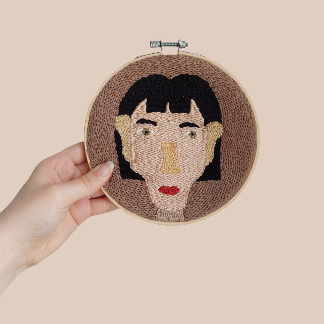 Original Hand Stitched Portrait Embroidered Face Etsy
