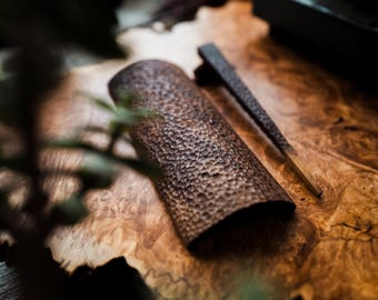 Handmade Textured Walnut Tea Scoop + Pick set