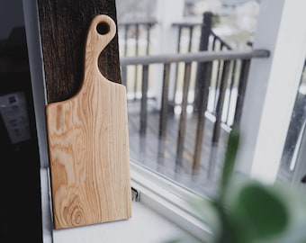 Handmade Cheese Board White Oak Organic Food Safe Finish with Handle