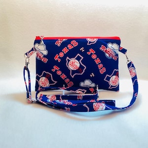 Bolso bandolera con temática de los Texas Rangers