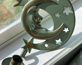 10 x 7 Vintage retired PartyLite metal moon wall candle holder