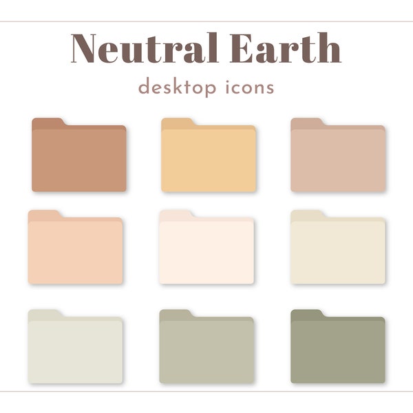 Neutral Earth Folder Icons | Neutral Tone |Custom Folder Icons MacBook Folder Icons |  Desktop Icons | INSTANT DOWNLOAD | Desktop Background
