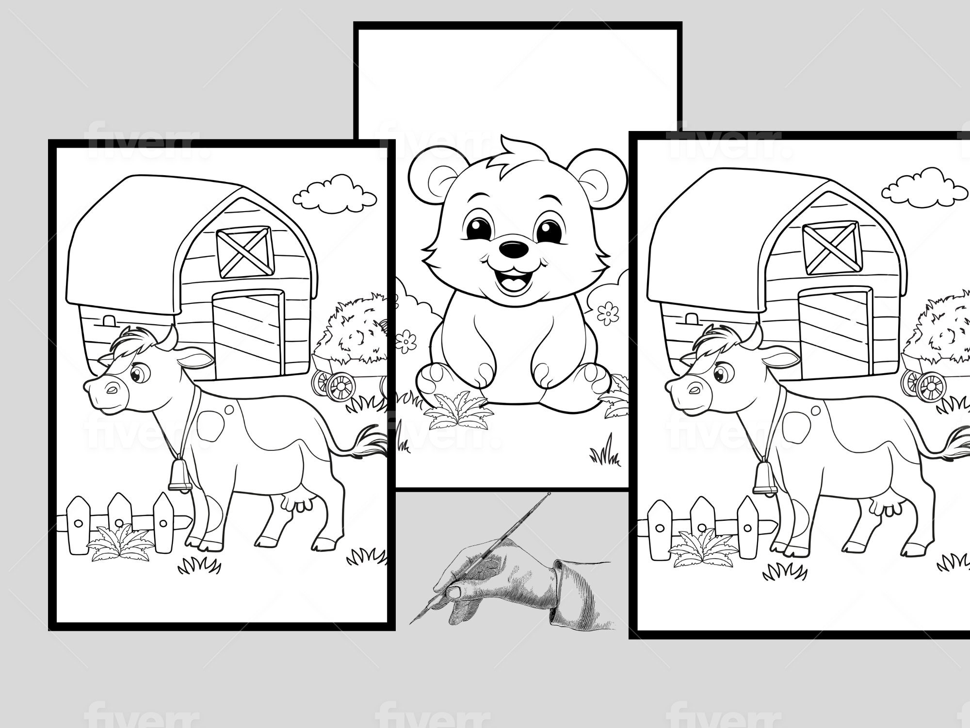 Colouring 12 Pages Of Animals For Kids Etsy