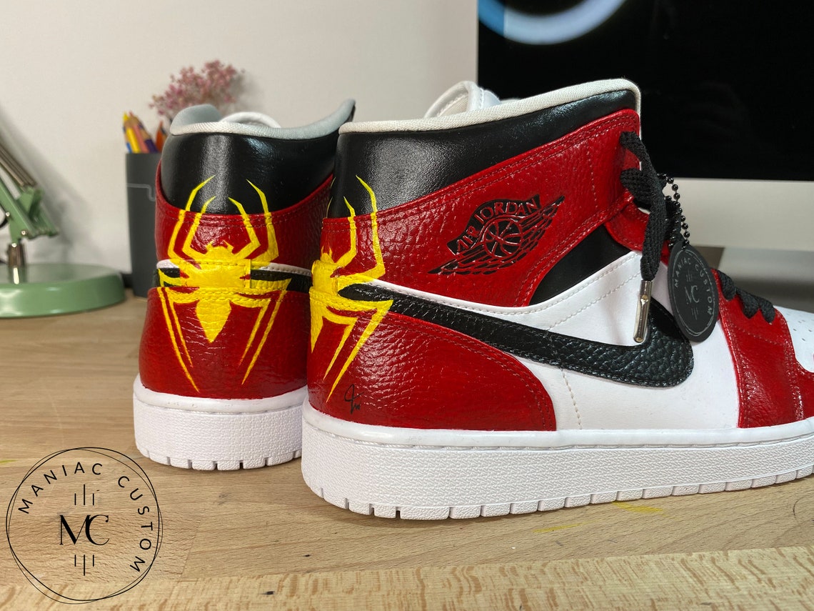 Spiderman Miles Morales Jordan 1 Nike Custom Shoes Etsy