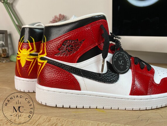 Doncella Arqueología Intenso Spiderman Miles Morales Jordan 1 Nike Custom Shoes - Etsy España
