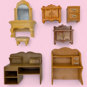 Vintage Sylvanian Families Brown Furniture - Choose One - Desks, Cabinets, Dressing Table