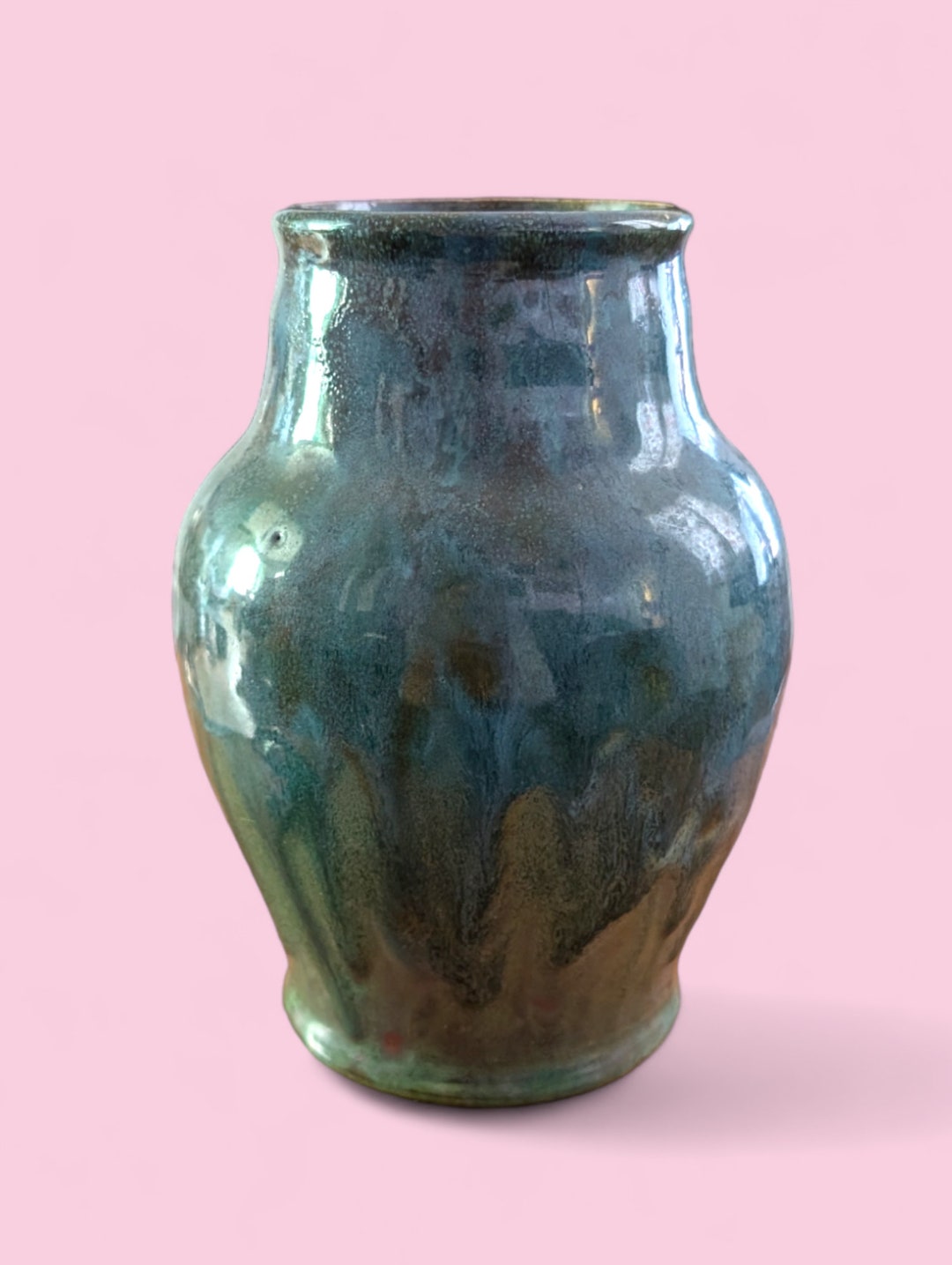 Vintage Studio Pottery Stoneware Vase With Blue Green Drip Glaze - Etsy