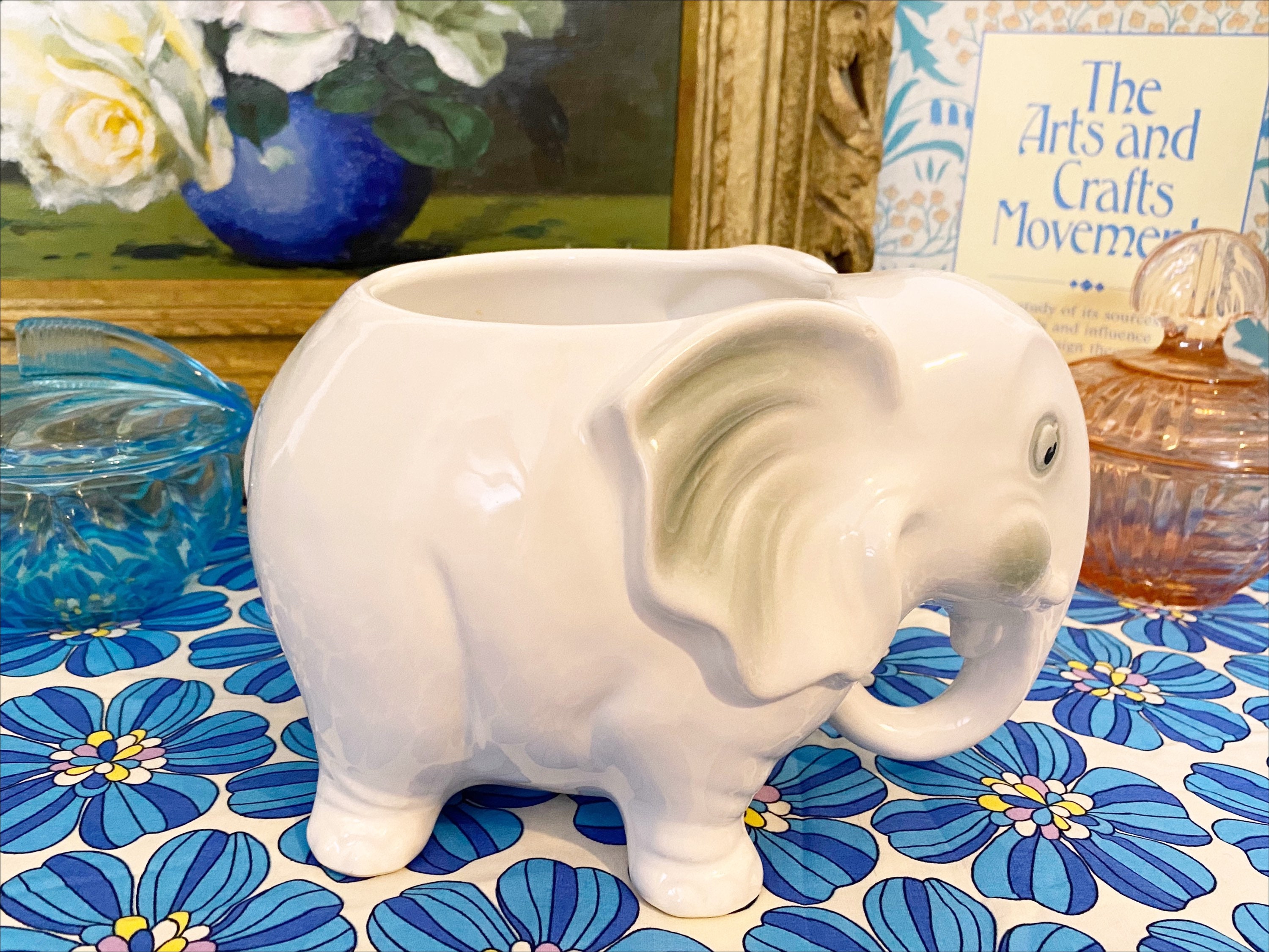 Vintage Ceramic Elephant Planter Etsy UK