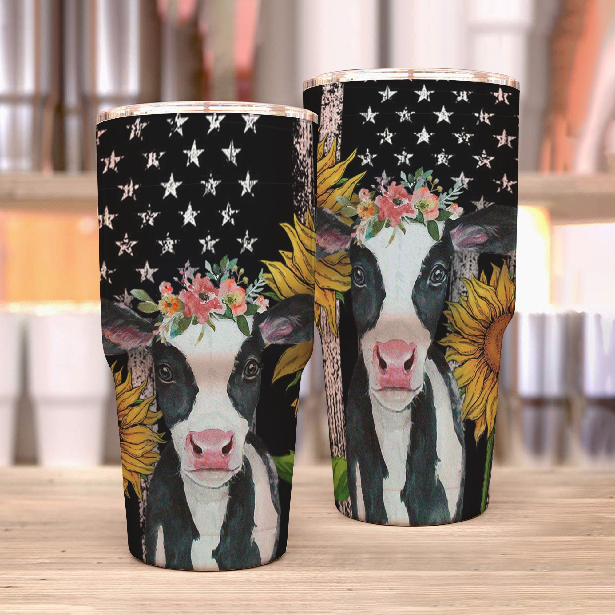 Sunflower Dairy Cow Tumbler 30oz 20oz Etsy