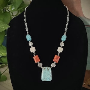 Turquoise pendant necklace - handmade