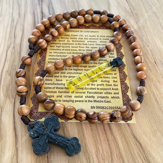 Handmade Olive Wood Rosary: Saint Benedict Crucifix, Medjugorje-544634