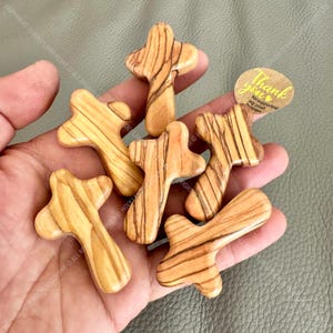 Natural olive wood pocket crosses, Hand made olive wood crosses, Bethlehem crosses, Holding crosses, Comfort crosses