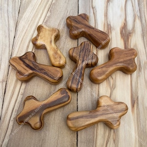 Small olive wood crosses, Pocket crosses, Comfort crosses, Holding crosses, Bethlehem crosses, Palm crosses, Olive wood crosses