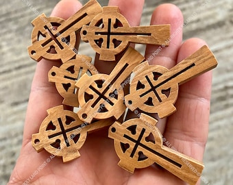 Olive Wood Celtic Cross: Handmade Holy Land Necklace