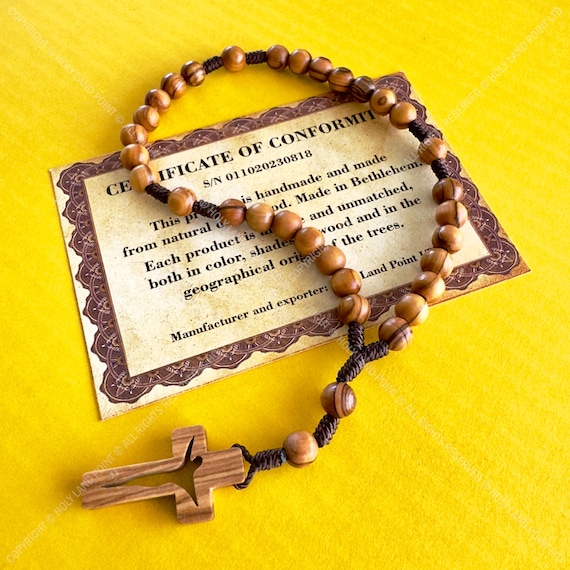 Handmade Olive Wood Anglican Prayer Beads: Holy Land Rosary