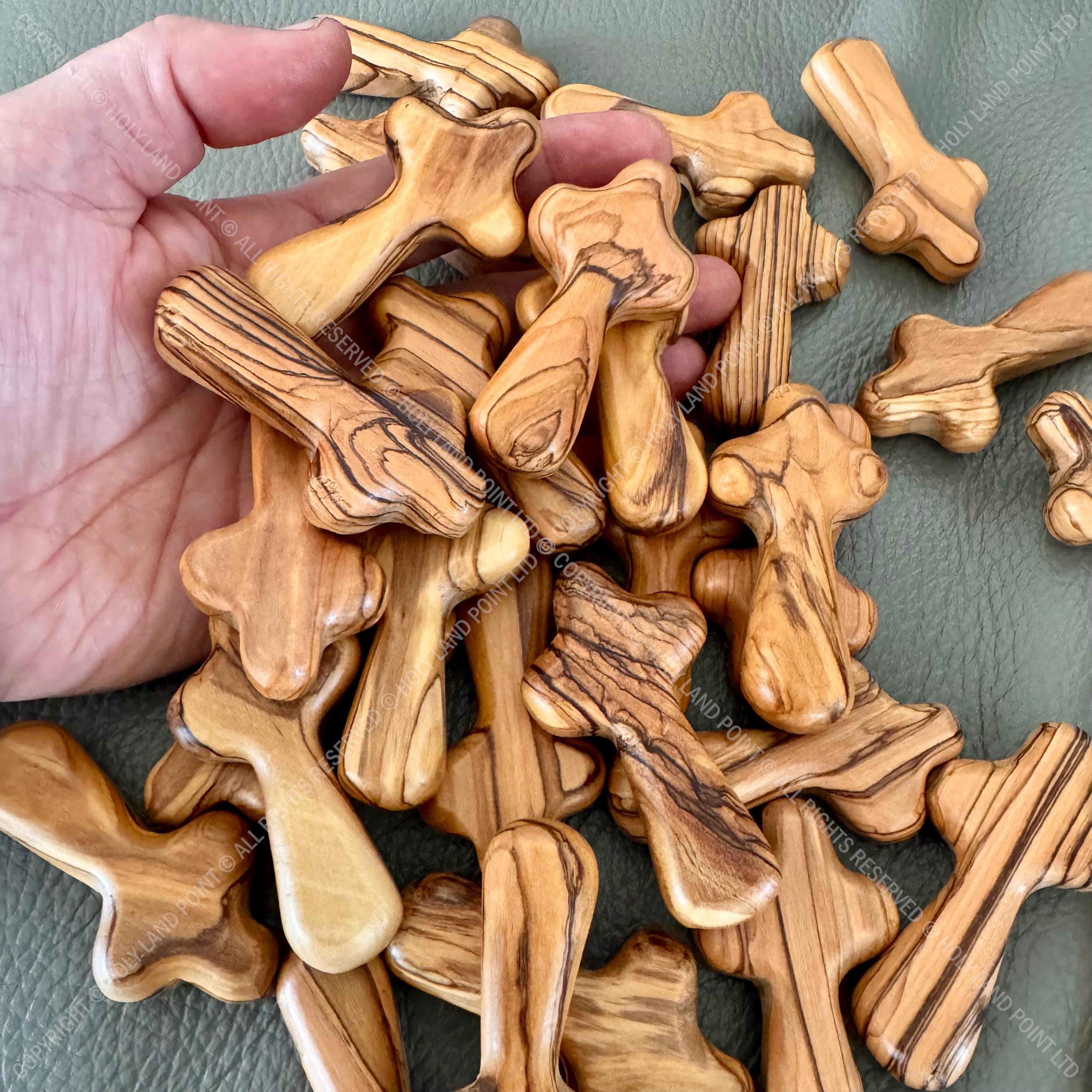 Handcrafted Olive Wood Comfort Cross: Bethlehem Prayer Cross